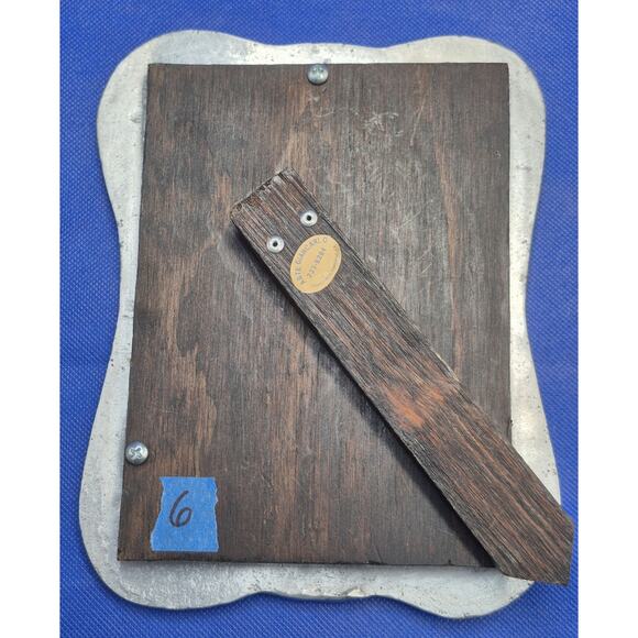 Vtg Arte Giancarlo Honduras Pewter Picture Frame Floral Design Wood Back 9x7" - Picture 5 of 7